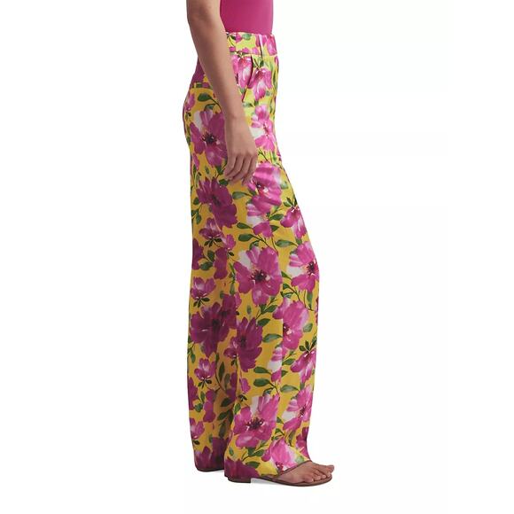 NWT Favorite Daughter Fiona Floral Satin Wide Leg Pants Sz 10 Yellow Pink Floral - Picture 3 of 16